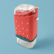 Portable Cute Water Bottle for Kids, Unique Ice Cream Shape water cup, sicle Shaped Plastic Kettle with Straw, Adjustable Shoulder Strap, BPA free, Leakproof (300 ML)