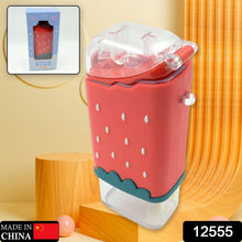 Portable Cute Water Bottle for Kids, Unique Ice Cream Shape water cup, sicle Shaped Plastic Kettle with Straw, Adjustable Shoulder Strap, BPA free, Leakproof (300 ML)