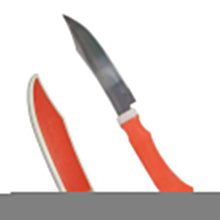 Small kitchen knife with protective cover.
